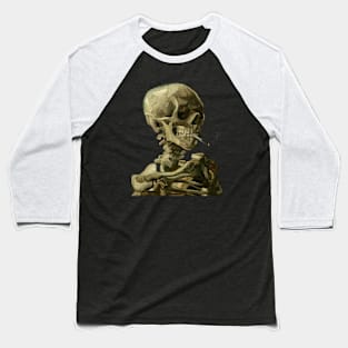 Skeleton with a burning cigarette - Van Gogh Baseball T-Shirt